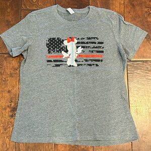 Bella Canvas Women’s Minnie Mouse Firefighter Flag Shirt